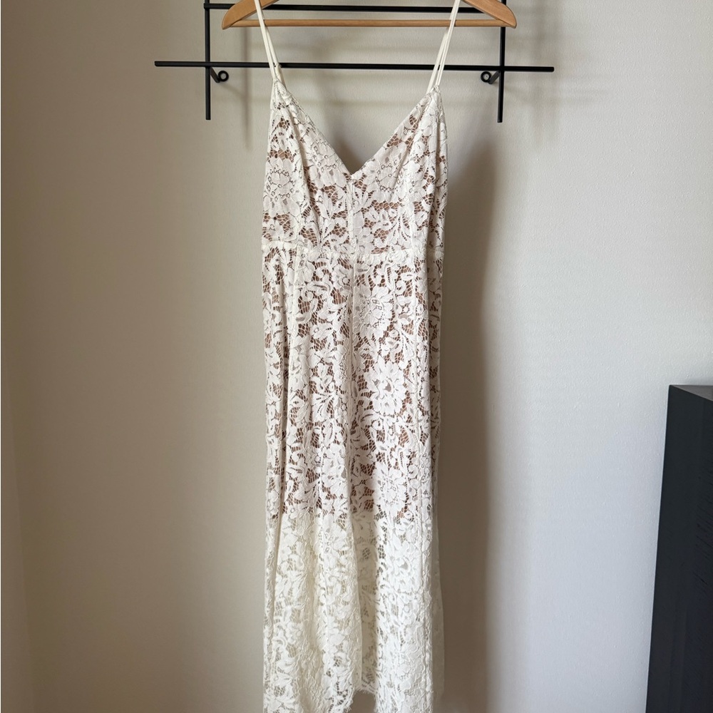 Lulu's Cream Lace Midi Dress